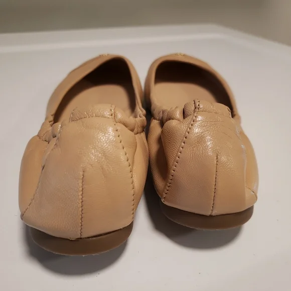 Tory Burch Tan Leather Flats w/Logo Sz 8M - Picture 7 of 10